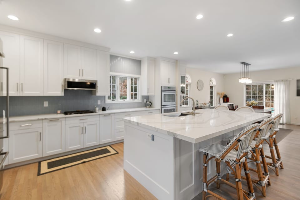 Kitchen and island