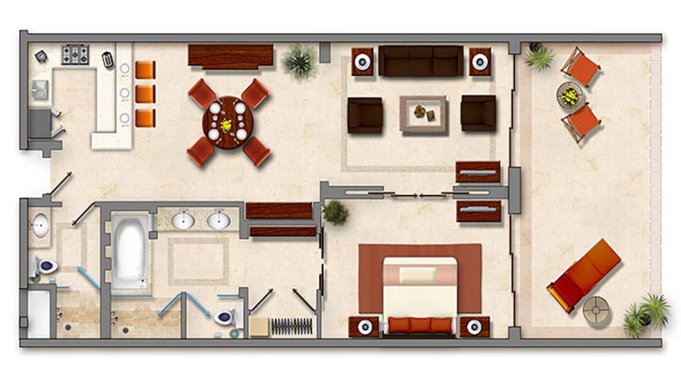 Spacious room for 4 with comfortable bed and separate bathrooms 