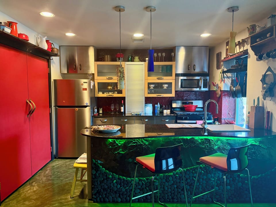 Full kitchen with utensils dishes etc.