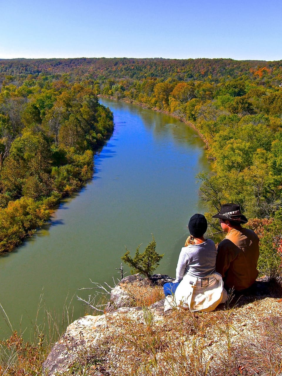 at the top of the bluff