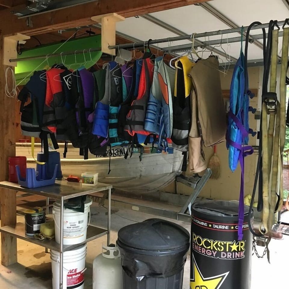 A variety of life vests available for you to use