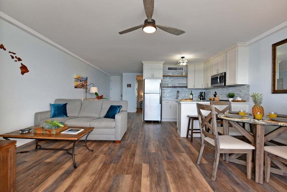 Relax in the inviting living room, complete with a comfortable sleeper sofa