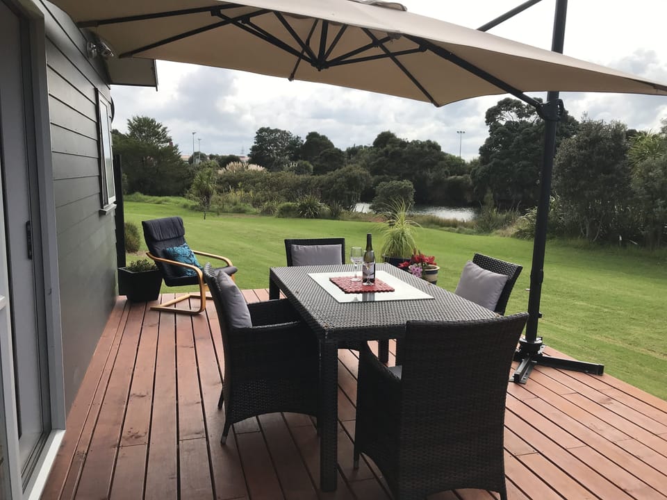 Your private deck overlooking the river