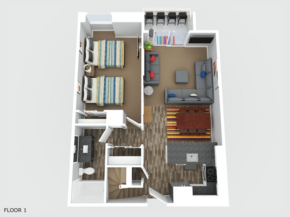 3D Floor Plan of the downstairs main level