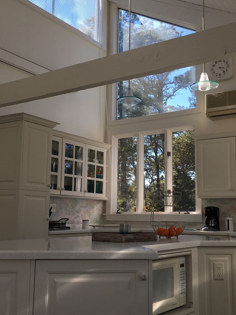 Large kitchen has tons of storage and is stocked with everything you need