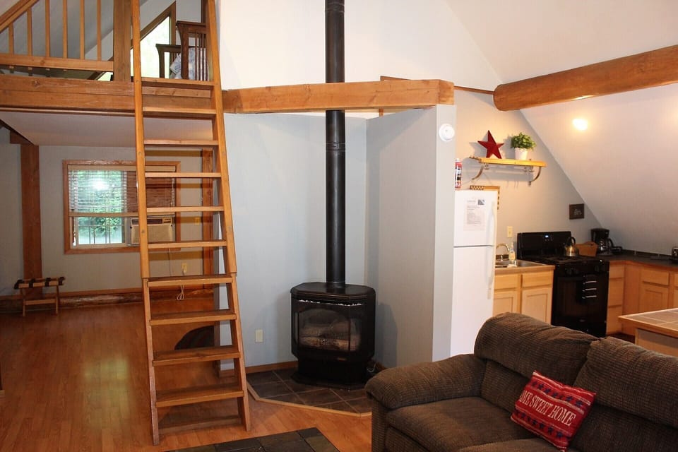 Ladder to the Loft Bedroom
Propane Fireplace