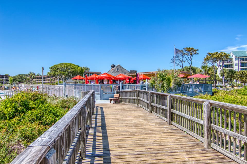 Walk up from the beach to grab a snack at the tiki bar/snack shack.