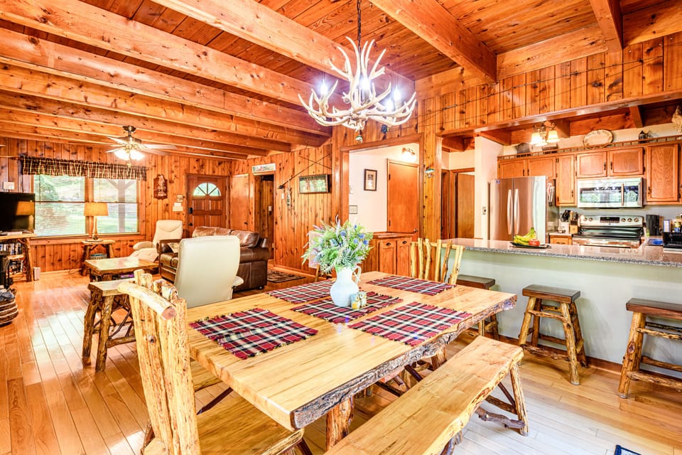 Open floor space with a cozy cabin feel