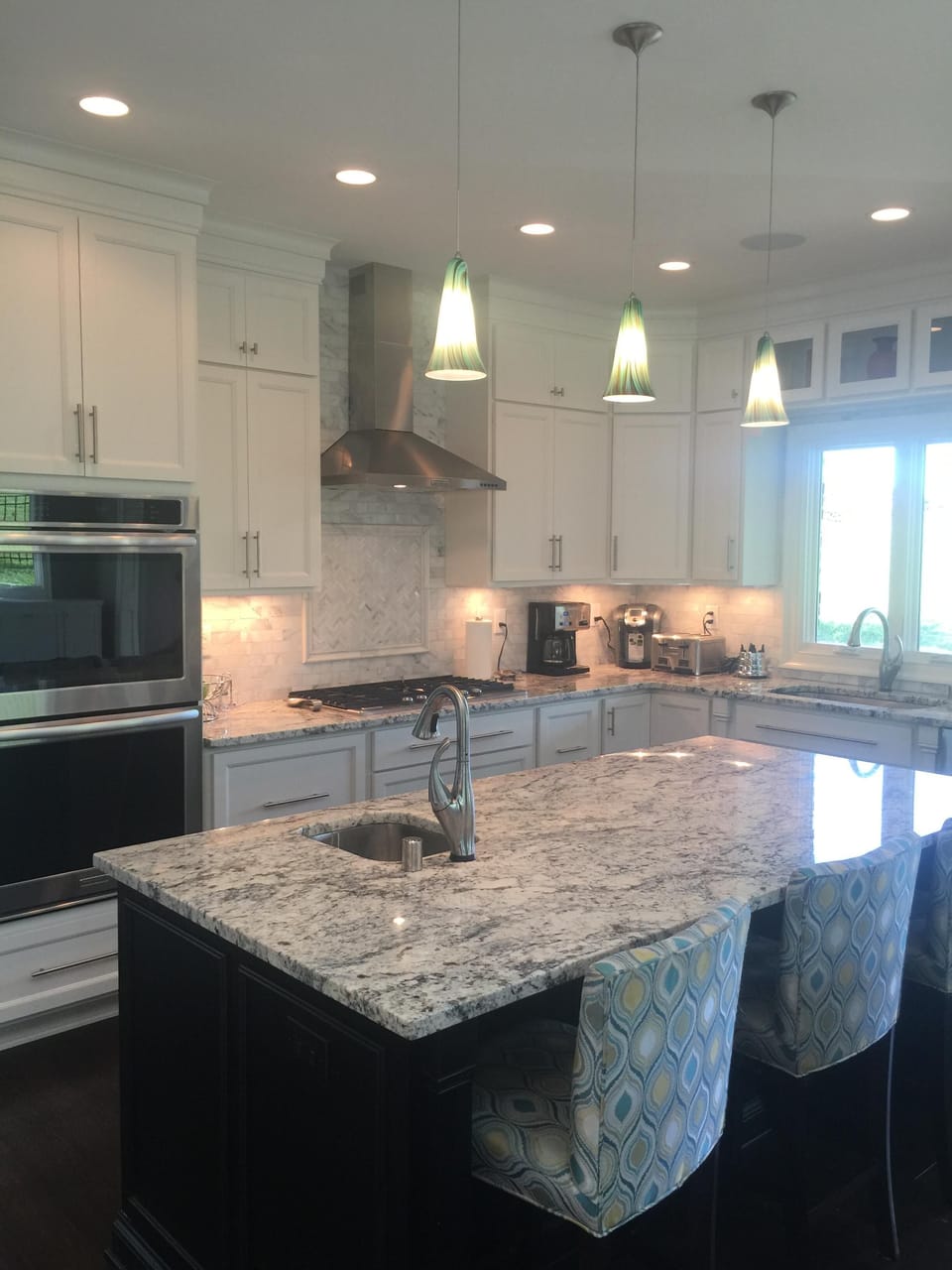 kitchen bar with seating for three