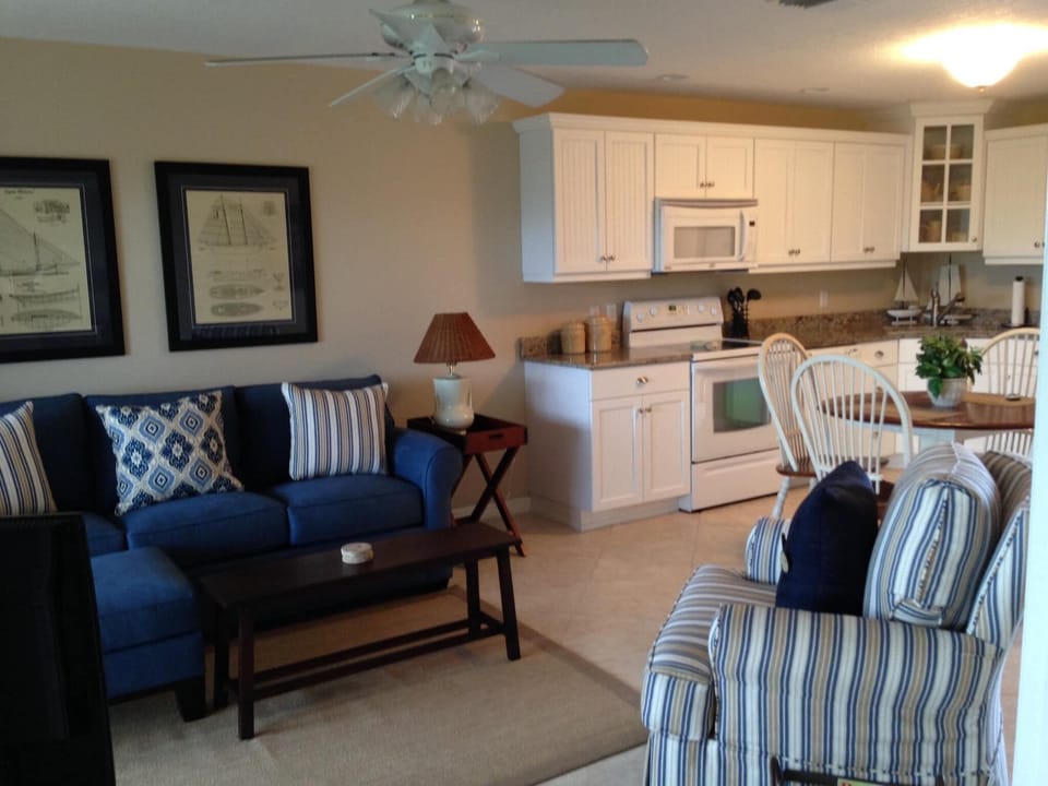 Living room and kitchen.