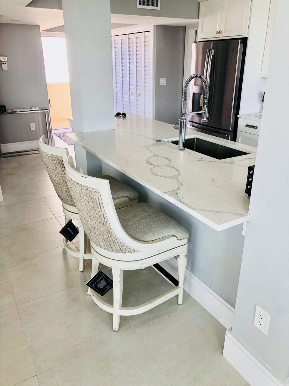 New chairs for island seating to enjoy lunch after swimming in the pool!
