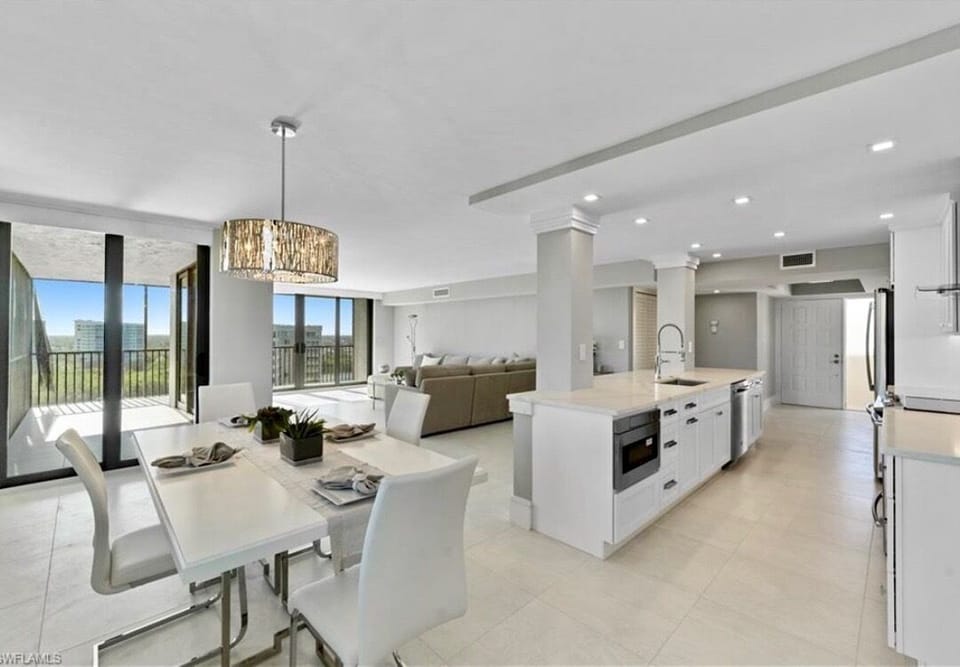 Water views from every angle in our open concept living area!