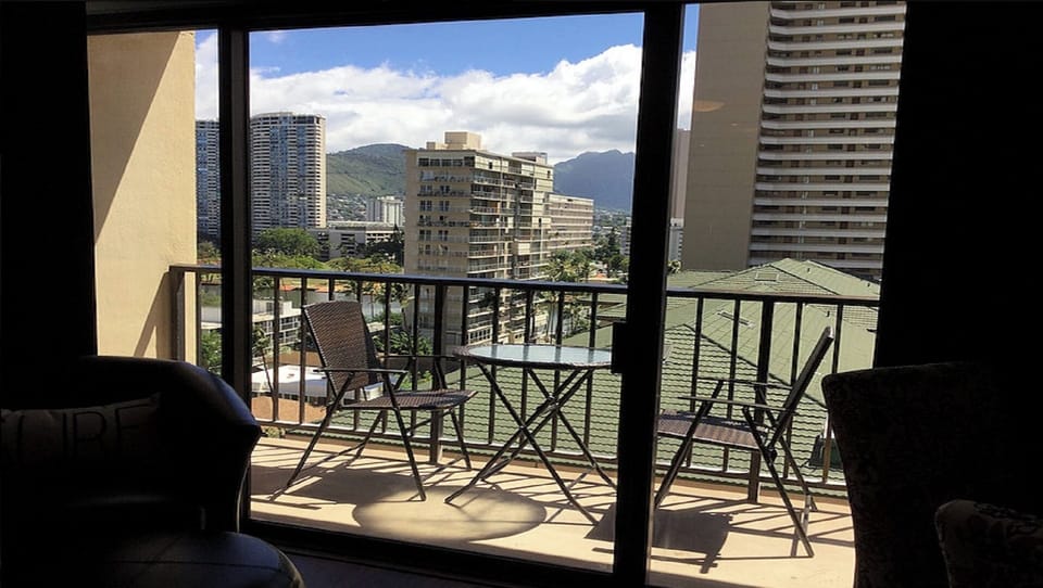 1011 - Mountain and Ala Wai Canal View from Lanai - 