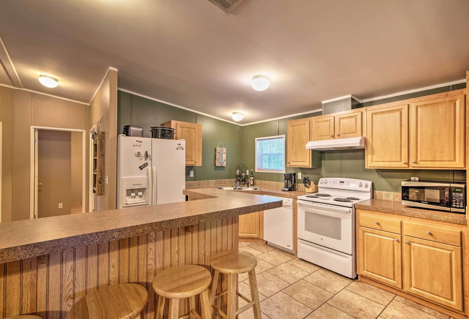 The living room flows into the kitchen area.