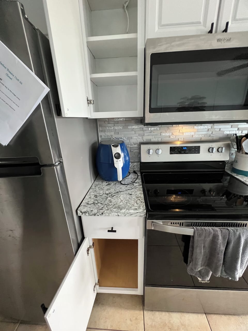 kitchen is fully stocked, but also includes room for your during your stay