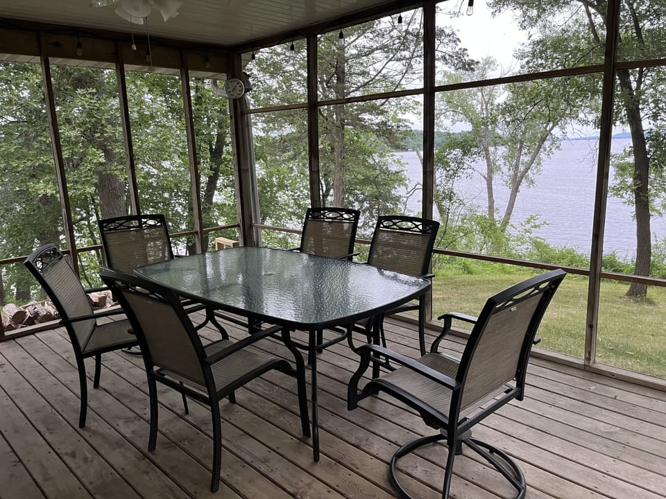 screen room off kitchen with view of Merrimac ferry