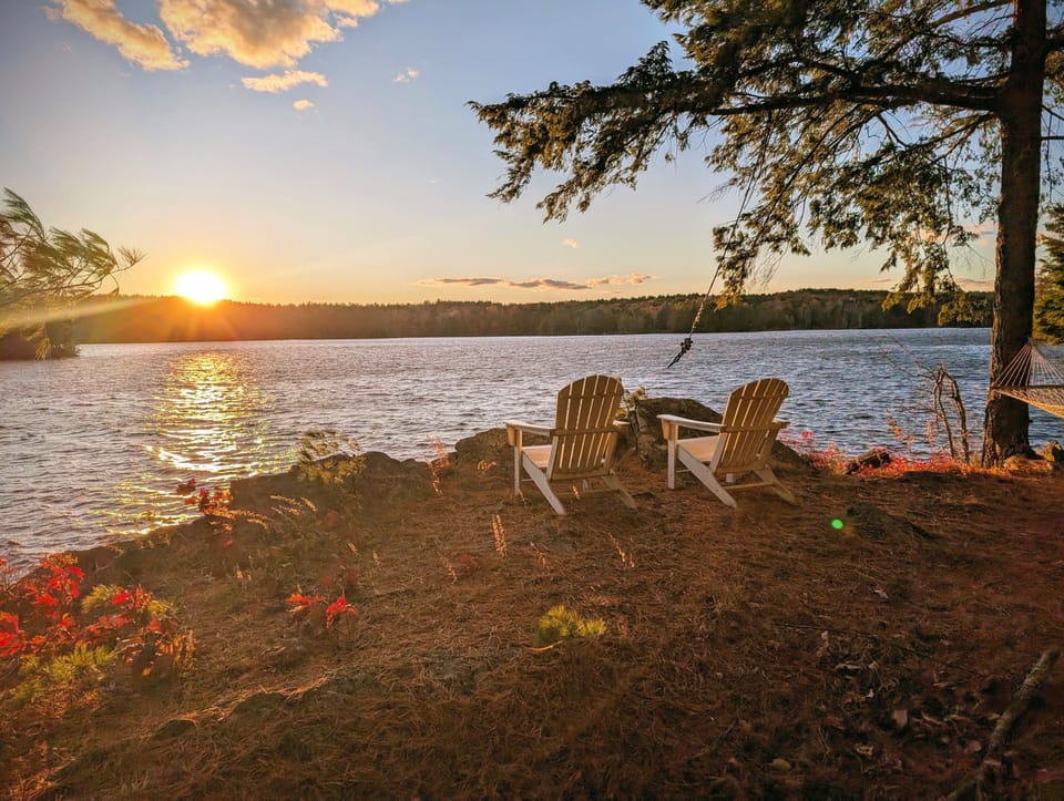 Adirondack chairs are great for relaxing atop the high granite outcroppings