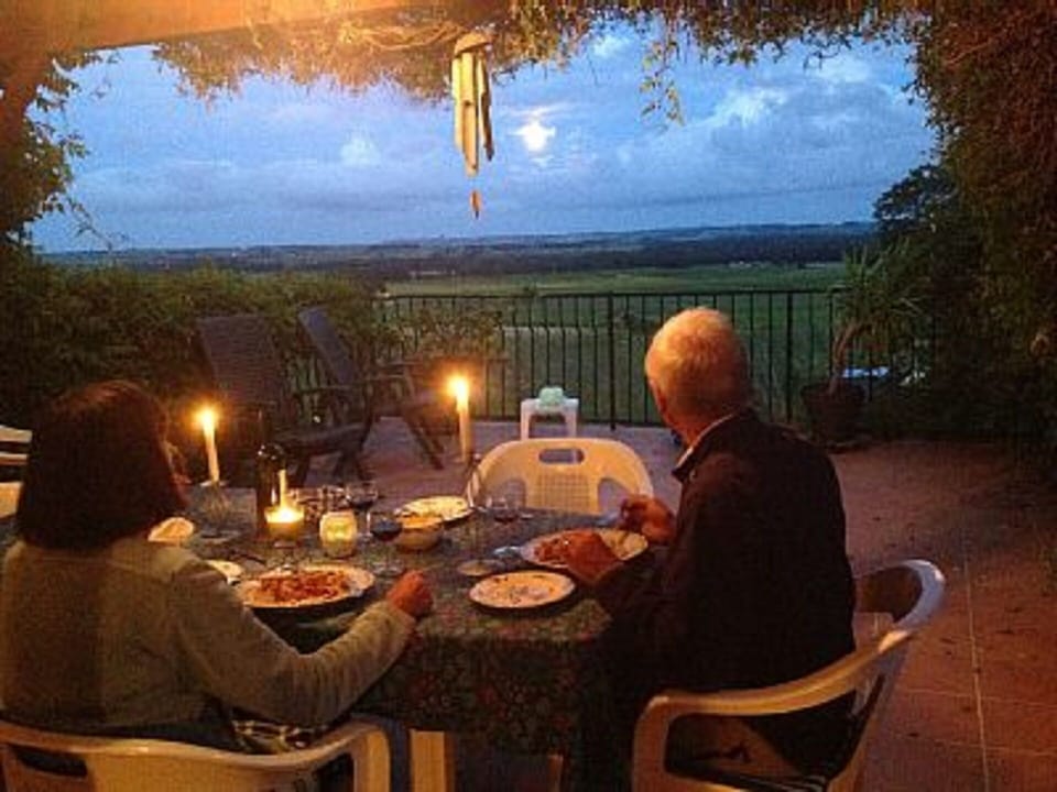 Evening dining on the kitchen terrace