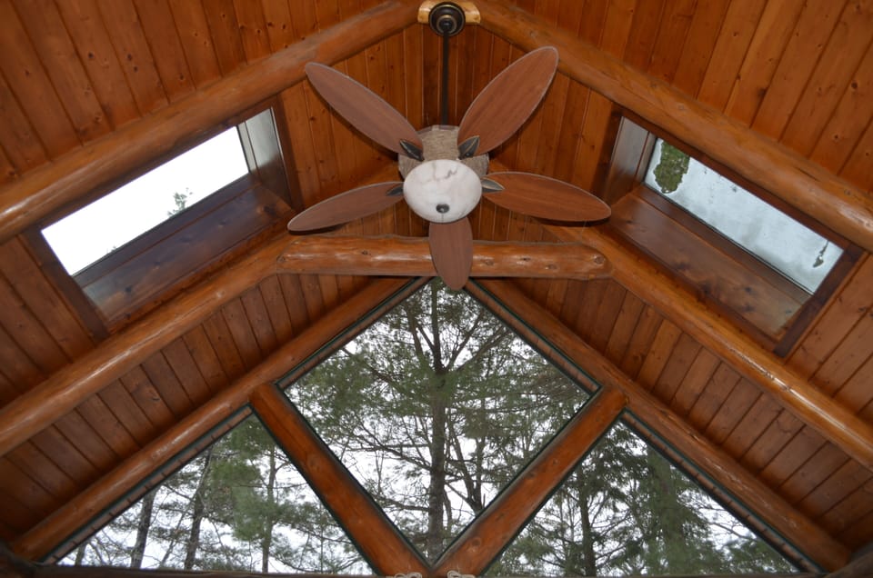 Vaulted ceiling  of large screened porch