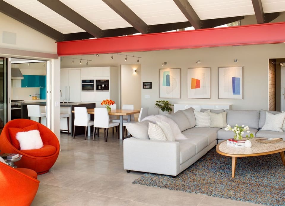 Great room and dining area