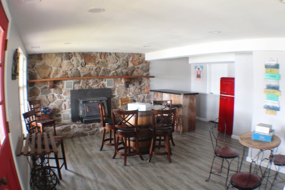 Basement game room
with drink fridge 