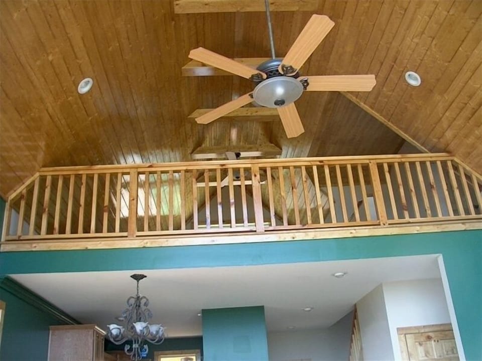 Living room looking up towards loft