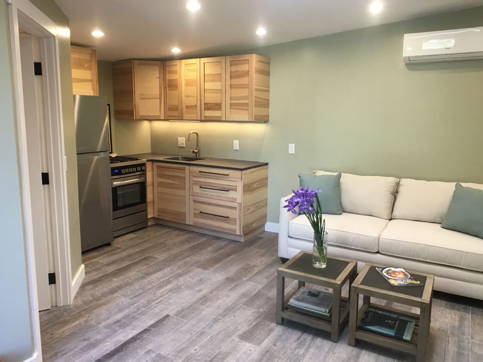 Comfy sofa bed with heat/AC just above!