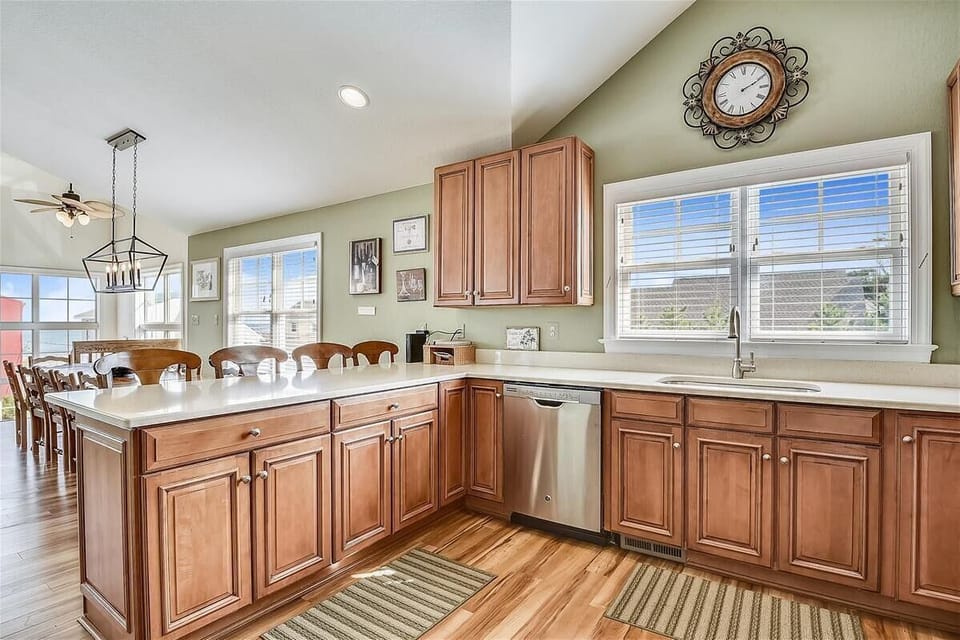 Well stocked kitchen with walk in pantry.