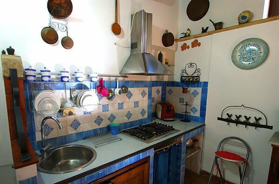 The brick-work kitchenette. 