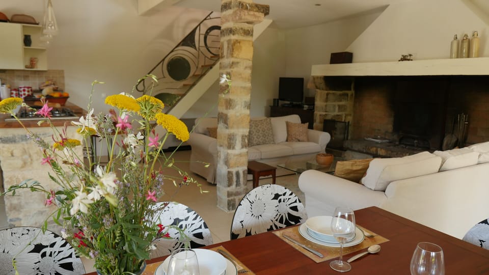 Living room with stairs to the mezzanine 