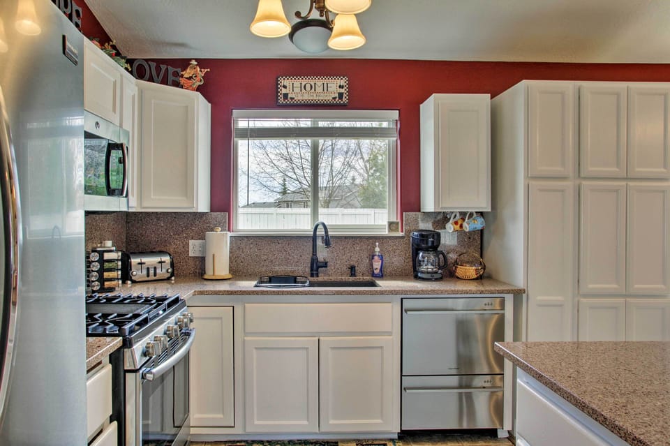Step inside and enter the fully equipped kitchen.