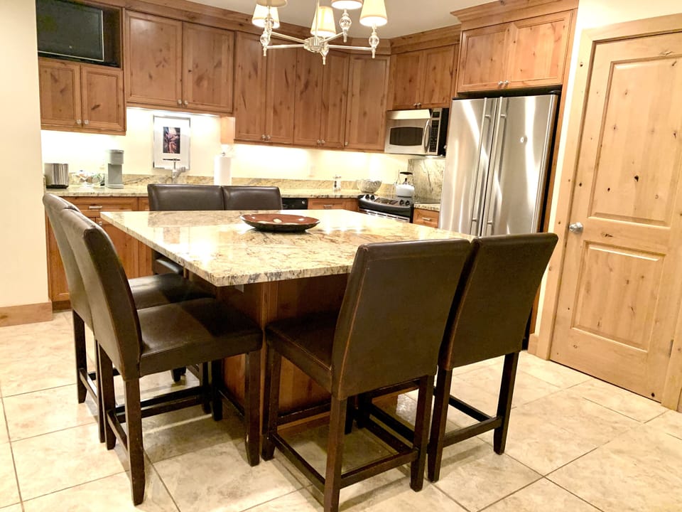 Granite dining area for gourmet meals or games