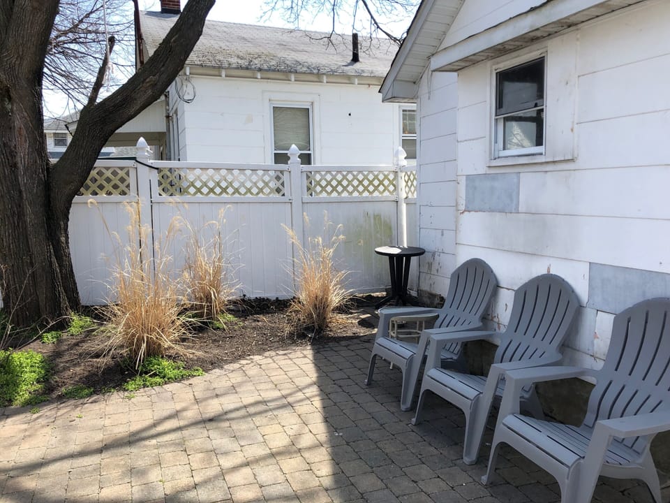 Outdoor patio with seating