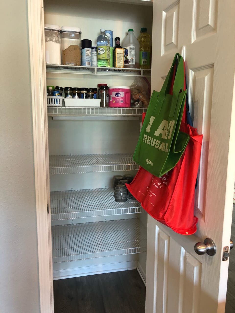 Pantry with staples provided and plenty of room for groceries during your stay