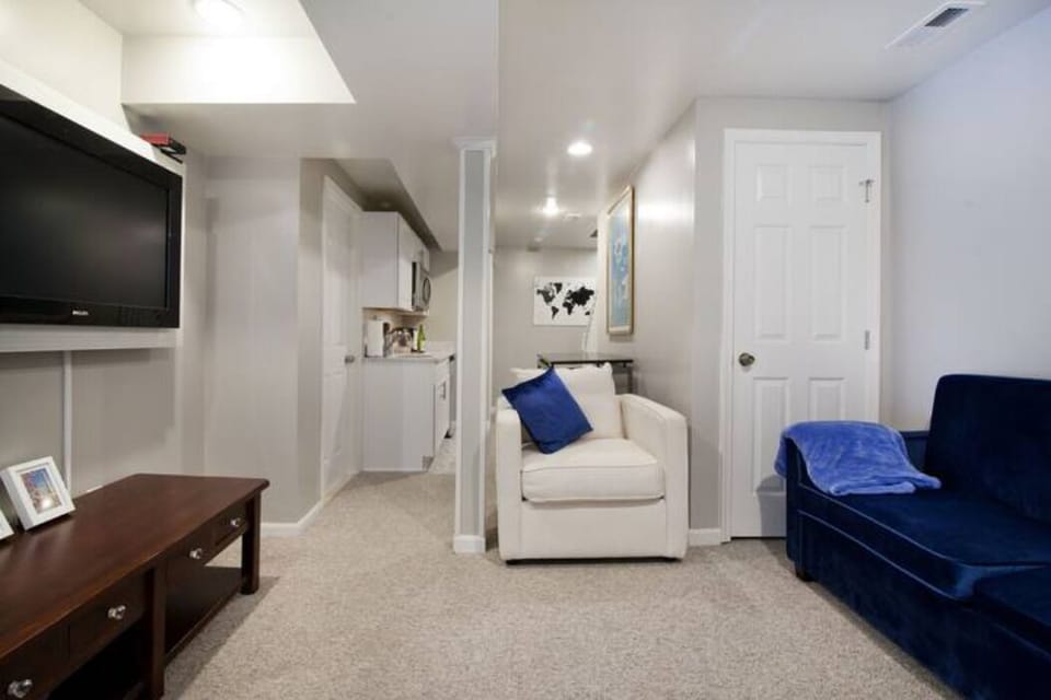 Renovated kitchenette in the far end of the photo