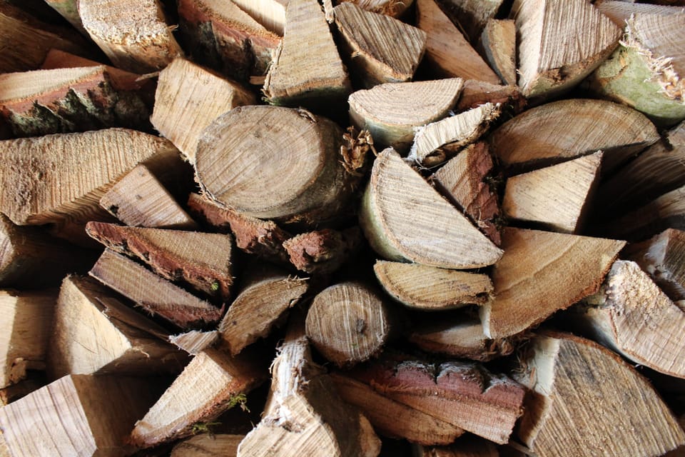 Wood pile in carport