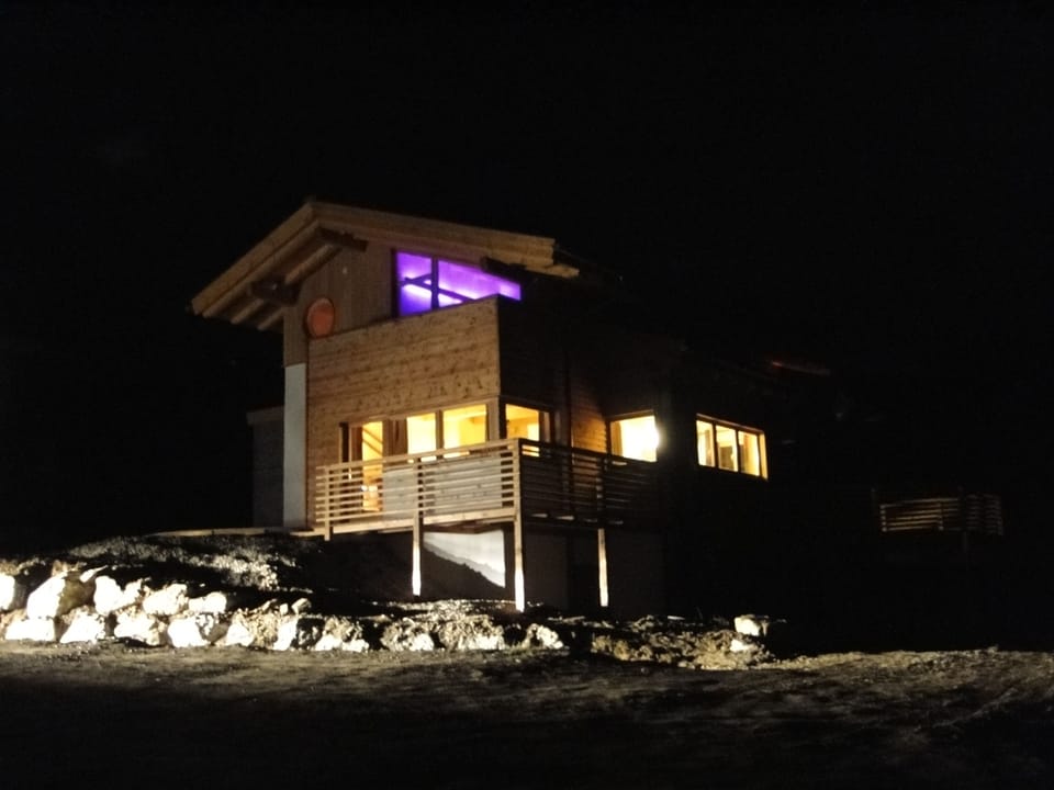 chalet at night