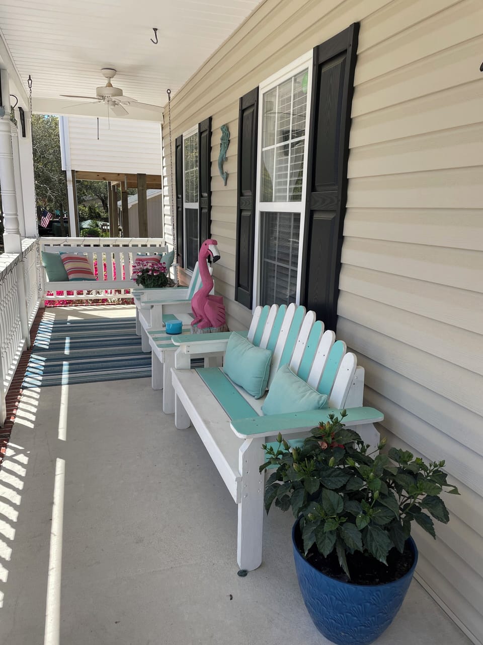 Covered front porch with gate