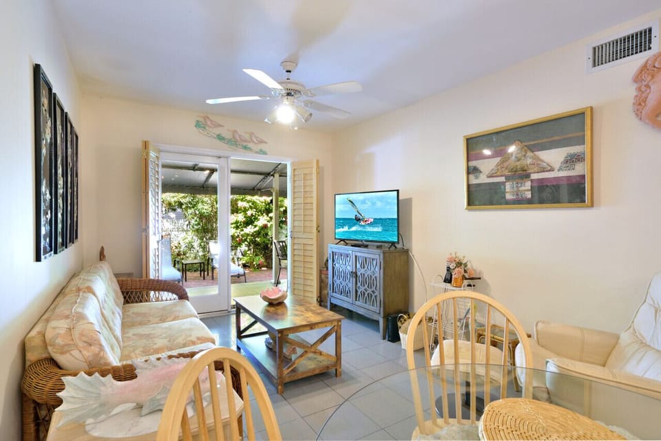 Living Room with Smart TV and Patio Access