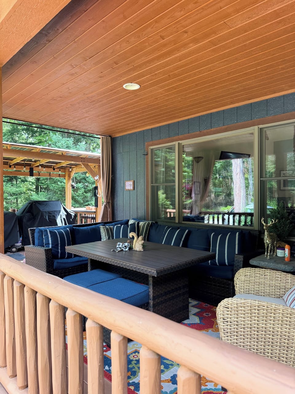 Covered porch dining area 