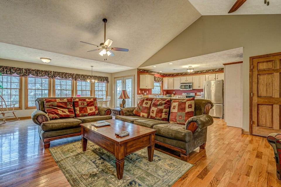 Kick back in the inviting living room with a large-screen TV and stylish décor.