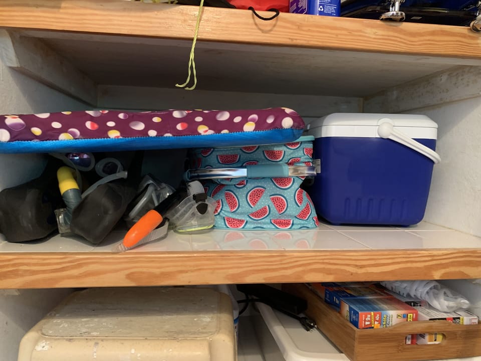 Cool box, snorkels and masks for your use.