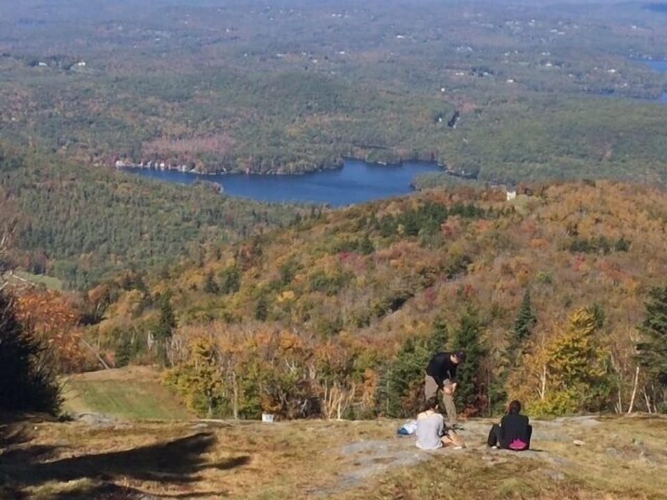 The view of Mountain View Lake from the top of Mount Sunapee.  A great hike!
