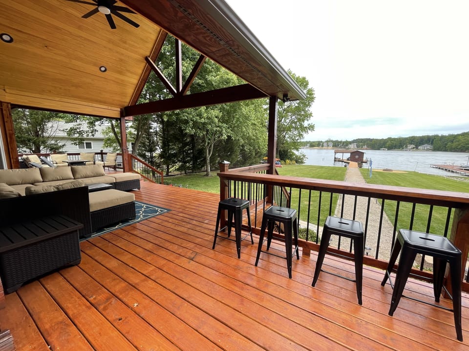 Enjoy a cup of coffee at the deck bar!