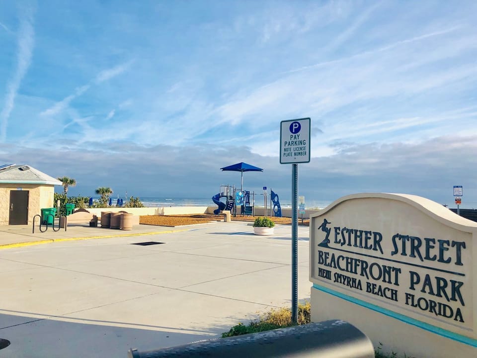 Esther St Beachfront Park is just across the street