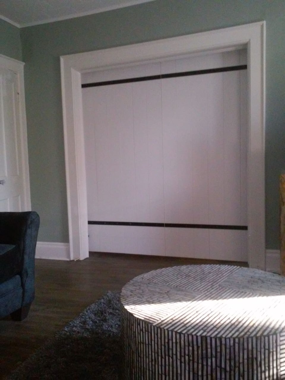 The barn door entry to Masterbedroomoff the media room