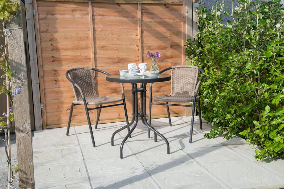 Garden patio with seating area