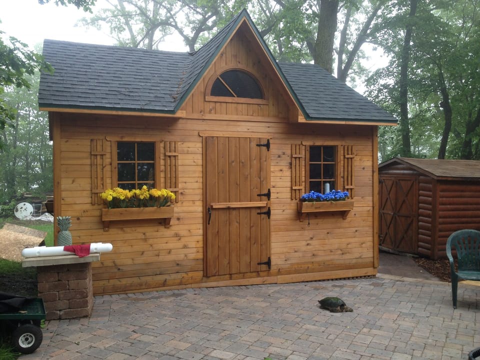Garden shed and visitor
