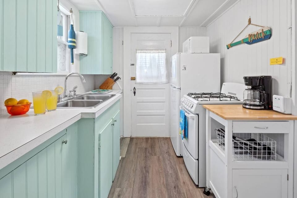 Ample counter space provides room for meal preparation and food presentation.