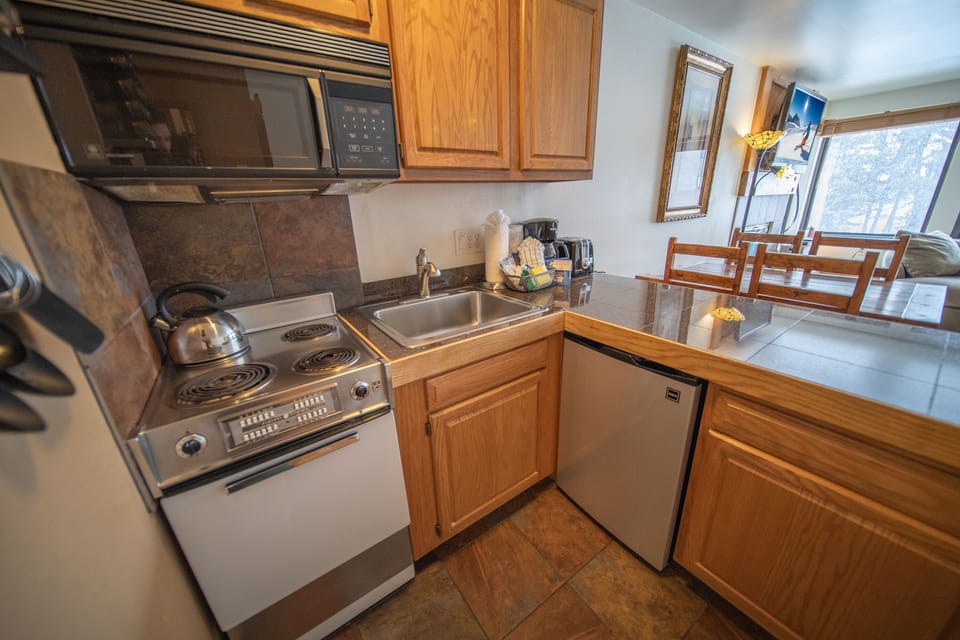Kitchenette with stove and oven!